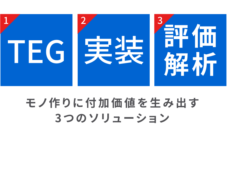 「1.TEG」「2.実装」「3.評価解析」モノ作りに付加価値を生み出す３つのソリューション